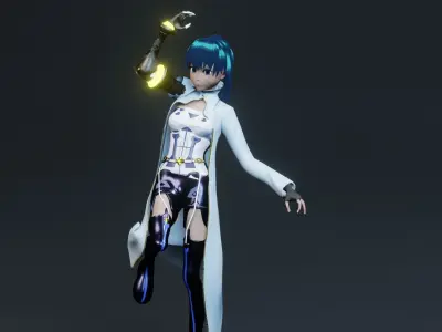 Anime Girl rigged Low-poly 3D model