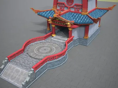 Xianxia Guofeng Building City Gate Low-poly 3D model