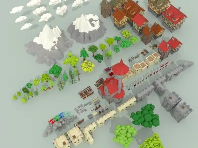 Medieval City Pack Low-poly 3D model