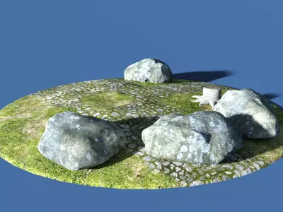 stone trunk and grass 3D model