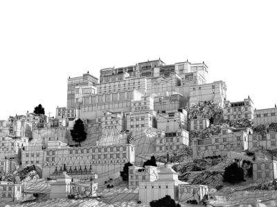 Ordinary Houses On A Mountain Scene 3D model