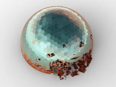 Damaged Martian Dome  Low-poly 3D model