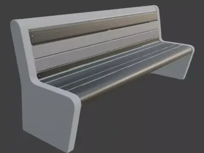 Wooden Park Bench 3D Model 3D model