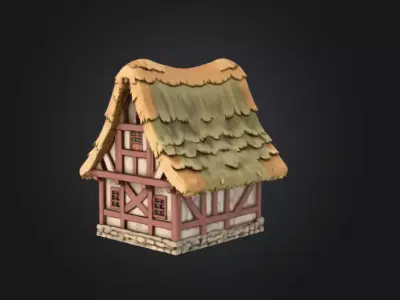 Rustic Medieval Cottage Low-poly 3D model