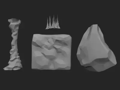 Full Stylized Cave Set  Low-poly 3D model