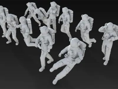 10 Astronaut Figure Set 3D model