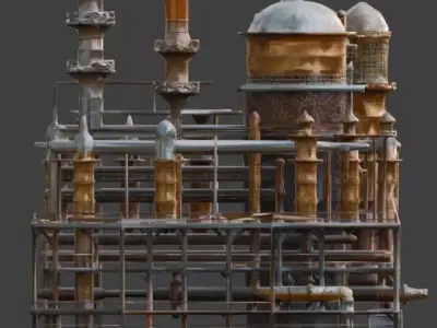 Steampunk Industrial Factory 3D Model Low-poly 3D model