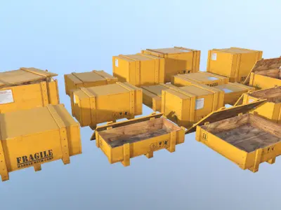 Crates -  Wooden Boxes Low-poly 3D model