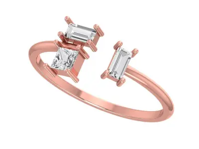 Three Stone Light Weight Band Ring 3D print model 11