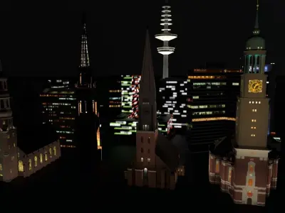 Hamburg High Rise Pack Low-poly 3D model