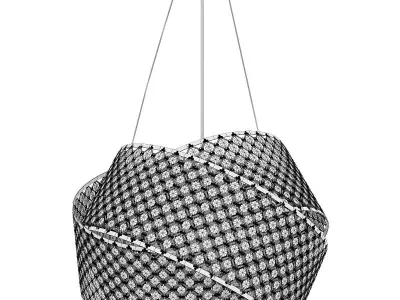 Miami Beach 3 Ring Crystal Chandelier Low-poly 3D model