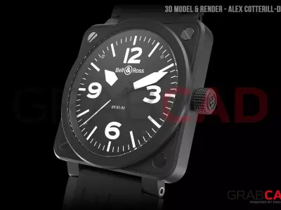 Bell Ross Watch BR01-92 Timepiece  Matte Black Free 3D model