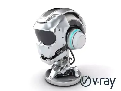 Neural Interface Robot Head Model Pack Low-poly 3D model