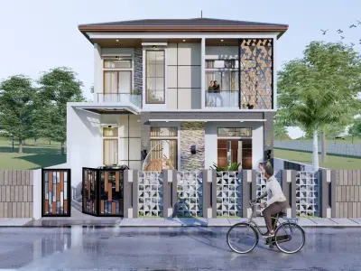 2 Floor Minimalist House Design Full Interior  3D model