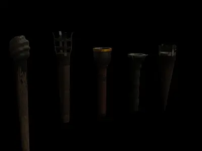 Animated fire torches with looping animation Low-poly 3D model