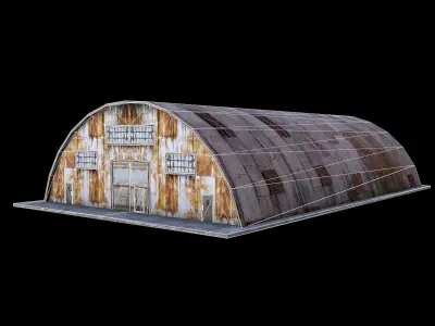 Hangar old rusty barn Low-poly 3D model