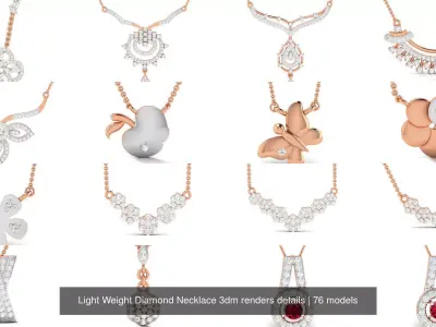 76 Light Weight Diamond Necklace 3dm renders details 3D Model Pack