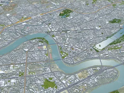 Nanning Guangxi China 50km AI Low-poly 3D model