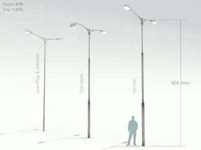 Road lights Low-poly 3D model