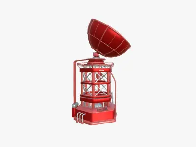SciFi Antenna Tower A05 Red - Sci Fi Exterior Design Low-poly 3D model