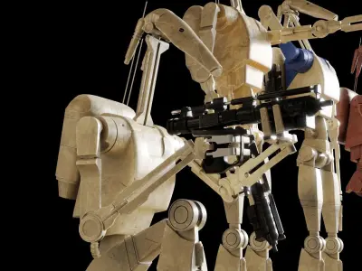 Rigged Battle B1 Droids Star Wars 3D model