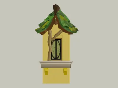 Blender Yellow Window Architecture Italian Medieval  Low-poly 3D model