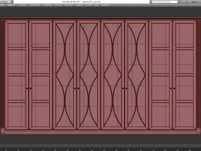 Wardrobe 3d model with glass doors Low-poly 3D model
