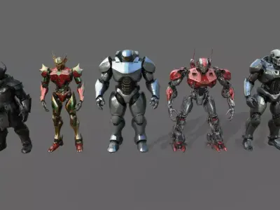 Cyborg Fighter Pack 3 Low-poly 3D model