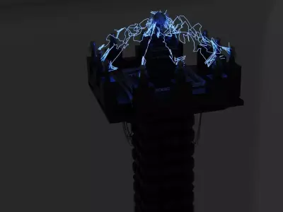 Scifi Tower with lightning custom tesla coil 3D model