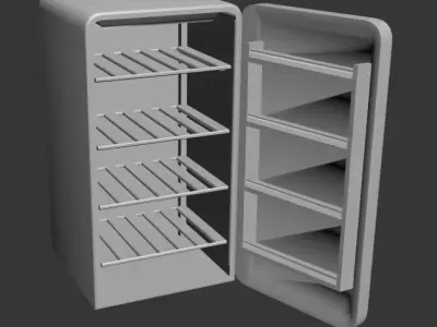 retro fridge Low-poly 3D model