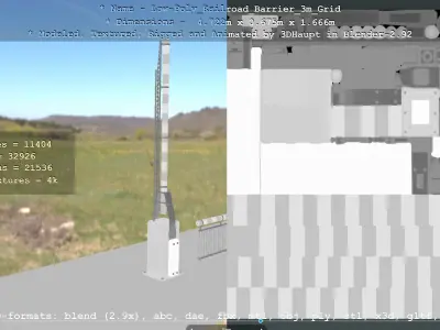 Low-Poly Railroad Barrier 3m Protective Grid Low-poly 3D model