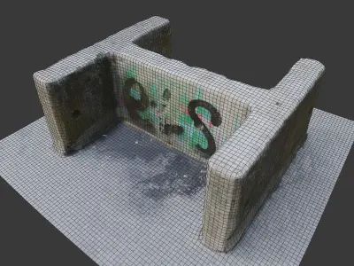 Barrier concrete H 3D model