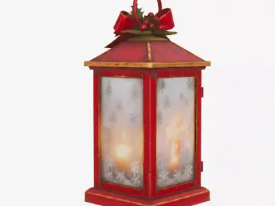 Vintage Christmas Lantern 3D Model Rustic Holiday Decor Low-poly 3D model
