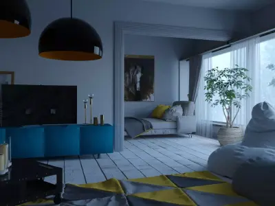 Mountain living room v3 3D model