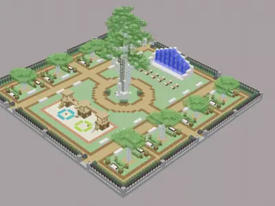Minecraft Park  Low-poly 3D model