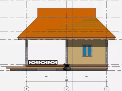 Small house in draft revit 3D model