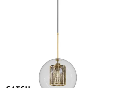 CATCH glass globe pendant light - gold 3D model purchase