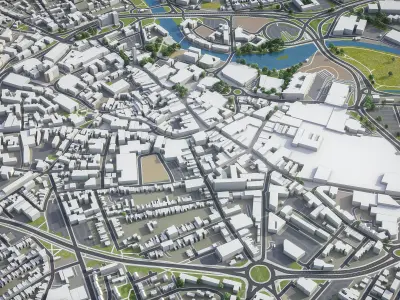 Derby - 3D City Model Low-poly 3D model