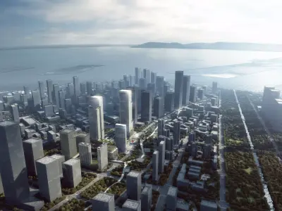 Sleek Twin Office Towers 3D model