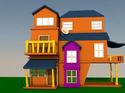 Cartoon house  Low-poly 3D model