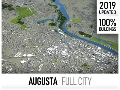 Augusta - 3D City Model Low-poly 3D model