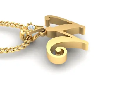 Light Gold Fancy Font Pendant W 3D print model