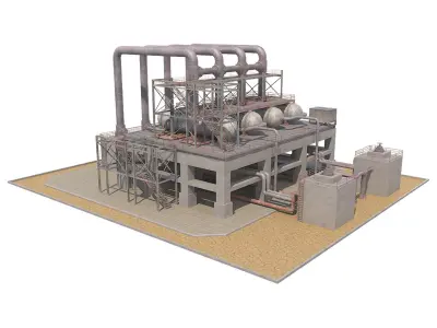  Industrial Silo 03 Low-poly 3D model