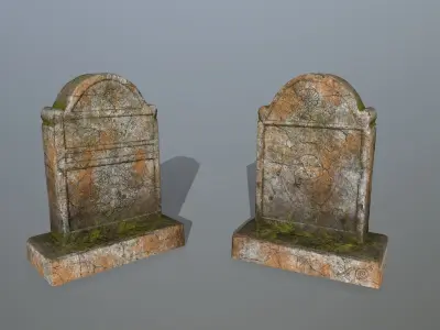 tombstone set pair of wooden doors Low-poly 3D model