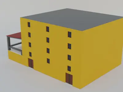 Modern Building Low-poly 3D model 8