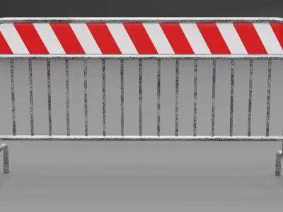 Collection of road barriers - barricade Low-poly 3D model
