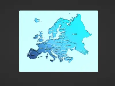 Europe Map Topography Low-poly 3D model