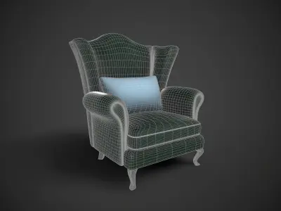 Wingback Chairs 019 Low-poly 3D model