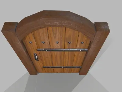 Medieval Wooden Door Low-poly 3D model