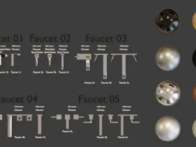 Faucet Set 1 - 15 Faucet Models 3D model